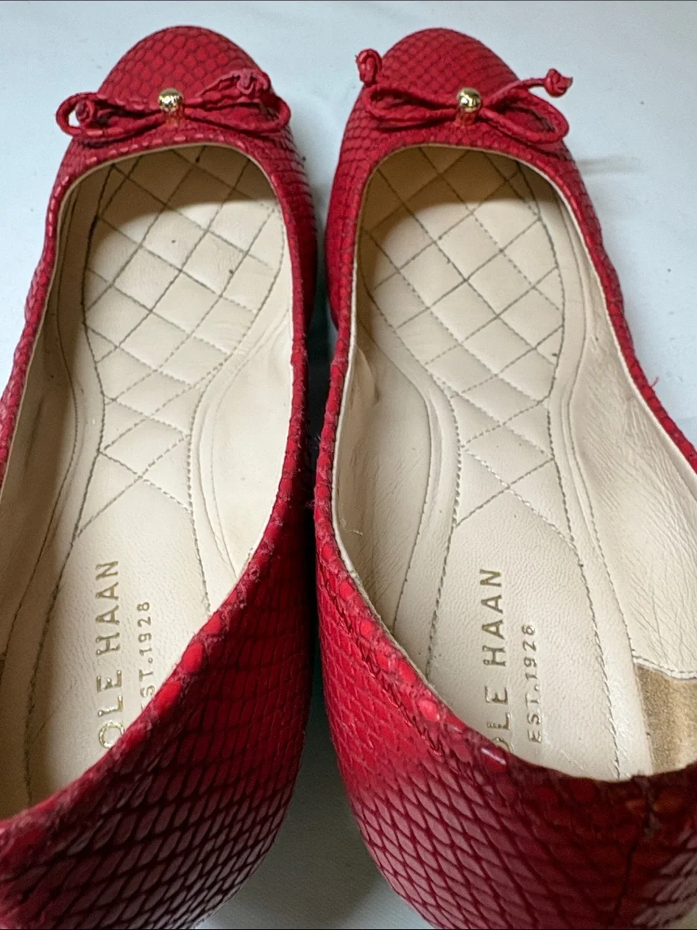 Cole Haan Red Textured Leather Wedge Flat Size 8